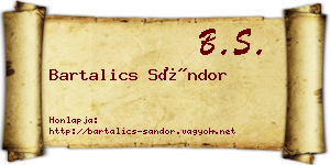 Bartalics Sándor névjegykártya